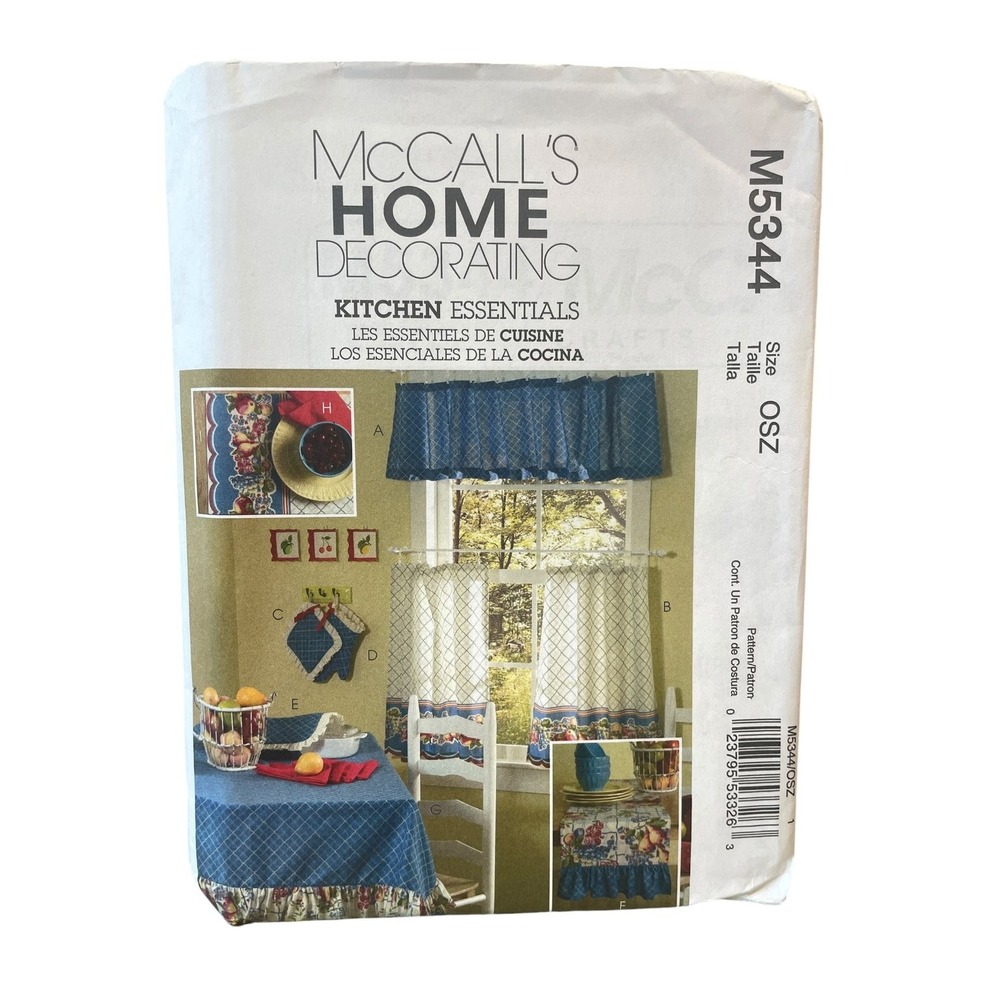 McCalls Sewing Pattern M5344 Kitchen Decor OSZ Multi Valance Tablecloth Uncut